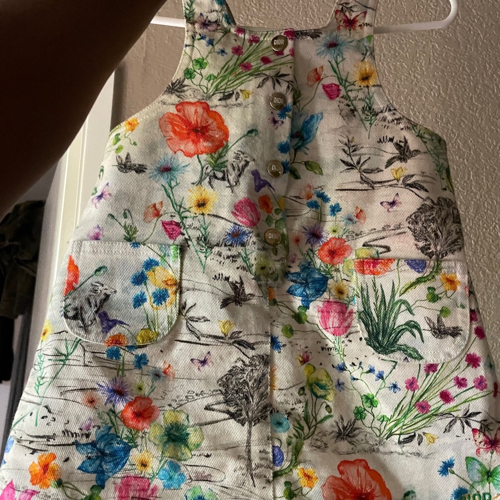 Brand new 24 month Dior overalls with matching hat